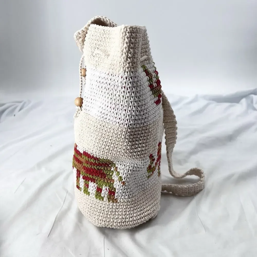 Handmade Boho Crochet Backpack Nap Sack Elephant Design & Matching Bucket Hat